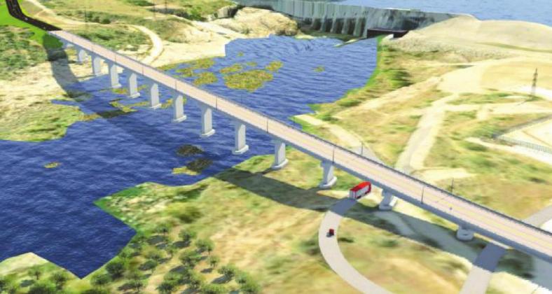 Designers have conceptualized what the new Wirtz Dam Road bridge crossing might look like when completed. The crossing would link together Wirtz Dam Road north and south of the river. File photo