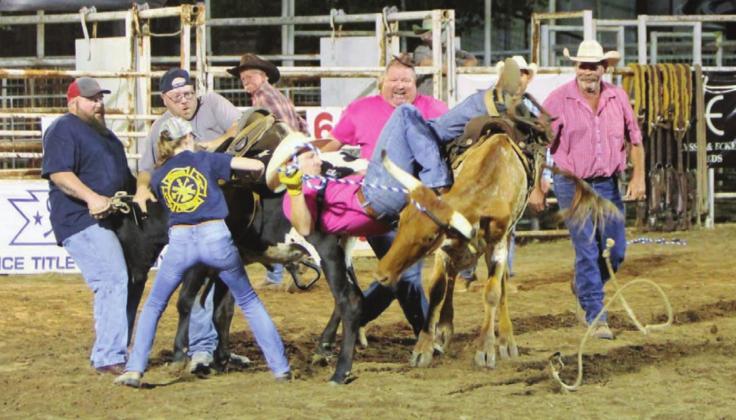 Local first responders and emergency personnel will battle it out on Friday night in the revival of the steer saddling competition. Kelly McDuffie/Contributing photographer