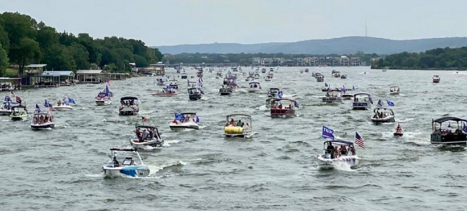 Hundreds of boats descended on Lake LBJ in the Kingsland area on Saturday, Sept. 5 to rally in support of President Donald Trump. Contributed/Judge James Oakley