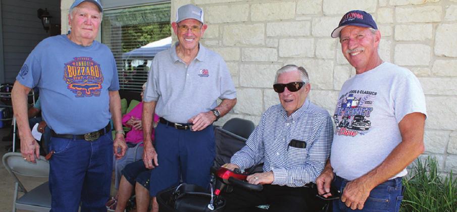Lake Area Rods &amp; Classics members mingled among residents for a fun Friday. Pictured are: Bob Brown, Robbie Boswell, Mike Martin and Delvin Harrell on the grounds of Gateway Gardens/Gateway Villas Assisted Living Center in Marble Falls.