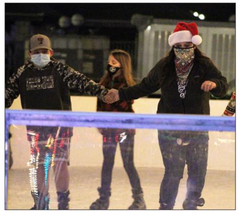 A successful season with The Real Winter Ice Skating Rink in Lakeside Park featured thousands of visitors, including those pictured here on Christmas Eve, to the venue. The last day for the venue is tomorrow Saturday, Jan. 2, 2021. Tickets can be purchased a day in advance for $10 and $12 on the day of attendance. Go to marblefalls.org/Christmas. Nathan Hendrix/The Highlander