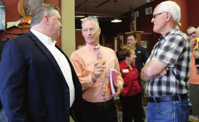  Burnet County Friends of NRA Chairman Mark McDonald, who initially presented the county’s Second Amendment Sanctuary status resolution, greeted current Burnet County Judge James Oakley and past county judge Dave Kithil at the Second Amendment Rally.