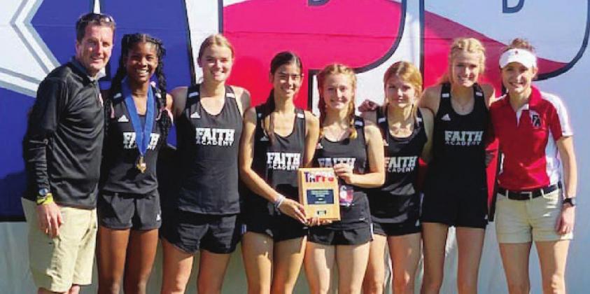 The Faith Academy of Marble Falls girls cross country team finished fourth at the State meet recently. Contributed/Steve McCannon