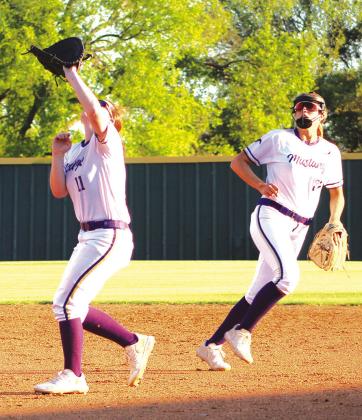 Making routine outs, such as catching pop-ups like the one caught by junior first baseman Sophia Biagini with junior second baseman Kylie Roberts giving her space, gives pitchers more confidence, according to head coach Alex Lozoya.