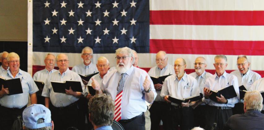 The Highland Lakes Men’s Chorus performed at the birthday party and Veterans Day celebration of John Hughes and Arthur Strickland. Nathan Hendrix/The Highlander