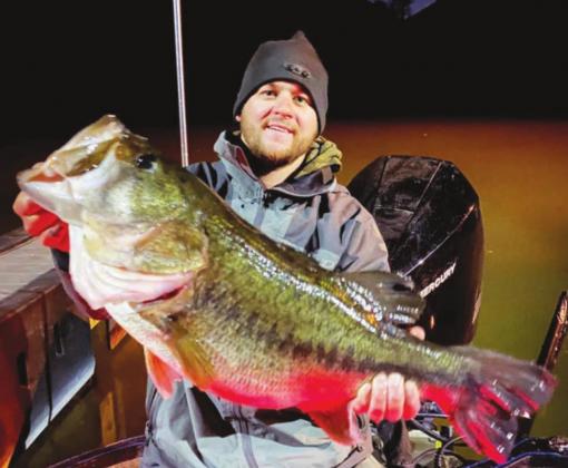 Angler CJ Oates, of Lago Vista, caught this 13.02 pound bass at Lake Austin on Thursday, Jan. 14. Contributed/TPWD Fishing