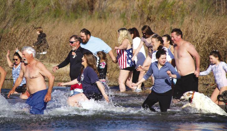 All ages participated in the 16th Annual Polar Bear Plunge in Castell despite the 37-degree weather on New Year's Day.