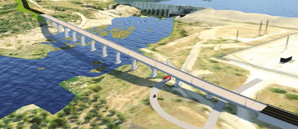 Designers have conceptualized what the new Wirtz Dam Road bridge crossing might look like when completed. The crossing would link together Wirtz Dam Road north and south of the river. File photo