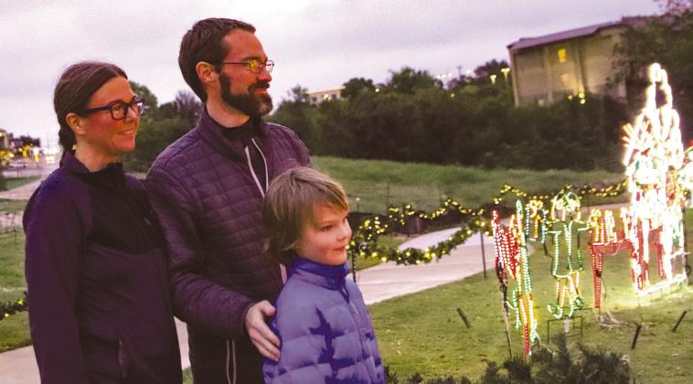 Peyton, Zach and William Dawes admiring the Walkway of Lights Nov. 19 in Marble Falls. The Walkway of Lights, open nightly through Dec. 31 in Lakeside Park, is adjacent to Santa Land and the ice skating rink.
