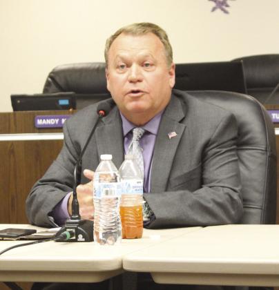Incumbent Marble Falls Mayor Richard Westerman spoke at a recent candidates forum to state his case for re-election. Connie Swinney/The Highlander