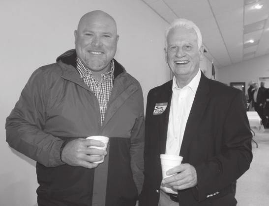 Burnet County Adult Probation Officer Brett Walker and 424th/33rd Judicial District Attorney Sonny McAfee mingled on Tuesday, Jan. 11 at the Burnet County Republican Club meeting and spaghetti dinner in Burnet.