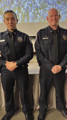 Contributed/ Horseshoe Bay Horseshoe Bay police officers Gerry Guadiana (left) and Andrew Kos received the city's Police Chief Citation at the city council meeting March 21.