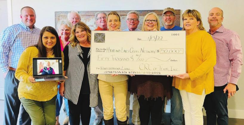 Members of the Community Resource Center of Marble Falls presented the Highland Lakes Crisis Network with a $5,000 donation recently. Contributed