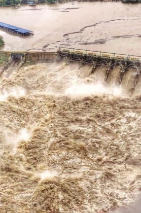Wirtz Dam overflowed its spillway during the October flood. Contributed