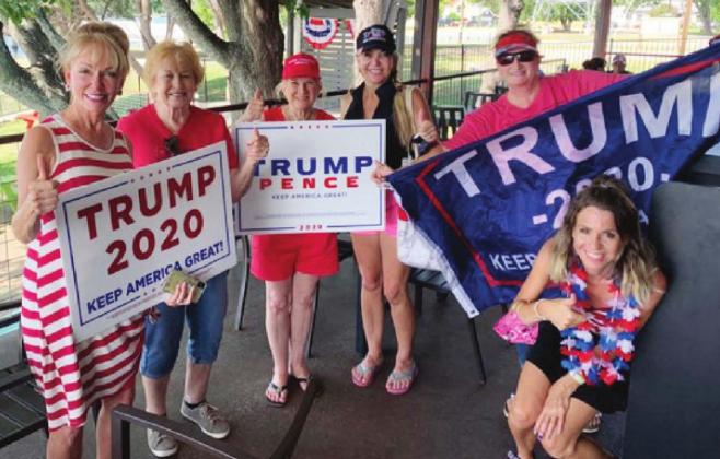 Among some of the attendees of the LBJ Trump Boat Parade of over 400 boats were Burnet County Republican Women, who watched from Boat Town Burger Bar in Kingsland. Pictured are: Mary Barker, Gail Teegarden, Mary Jane Avery, Gina Johnson, Kara Chasteen and Stephanie Devault. Contributed/Scott Olguin