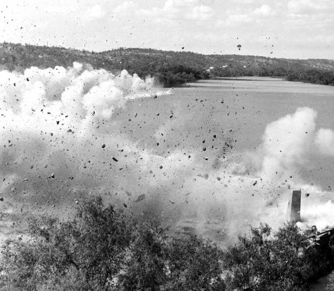 The demolition of the old retaining dam on Lake Marble Falls