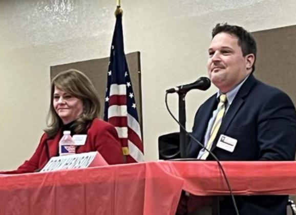 Court-at-law judge candidates Angela Dowdle and Cody Henson explained their experience and philosophy in prosecution as well as their views about accepting or rejecting campaign donations from attorneys. Jeff Shabram/The Highlander