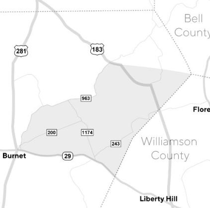 Input is requested for the Northeast Burnet County Transportation Study. Contributed map